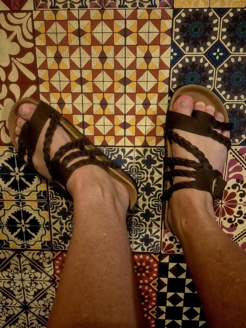 *BRAND NEW* Braided Boho Leather Slide Sandals in Brown